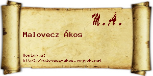 Malovecz Ákos névjegykártya
